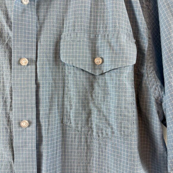 Criquet Mens XL Blue Plaid Short Sleeve Button Up Cotton Golf Outdoor Light - Picture 2 of 8